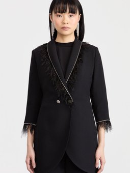 Tüy Detaylı Şık Ceket Siyah