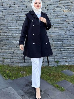 Triangle Kısa Trençkot Siyah