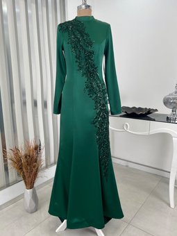 Deniz Zümrüt Yeşili Abiye Elbise