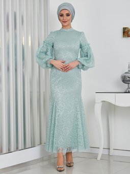 Eylül Mint Yeşili Abiye Elbise