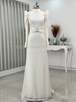 Karmen Nikah Ekru Abiye Elbise
