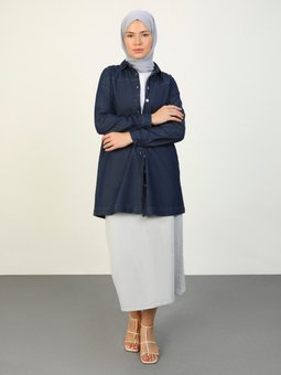 Denim Tunik Koyu Mavi