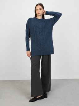 Desenli Triko Tunik İndigo