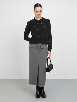 Taş Detaylı Triko Hırka Siyah