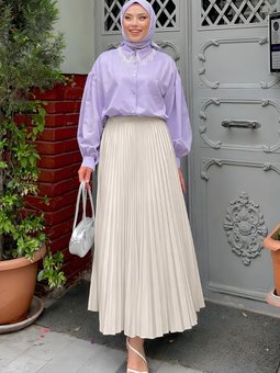 5005 Pliseli Etek Bej