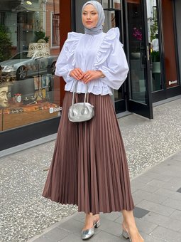 5005 Pliseli Etek Kahverengi