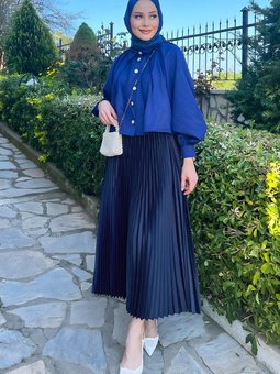 5005 Pliseli Etek Lacivert