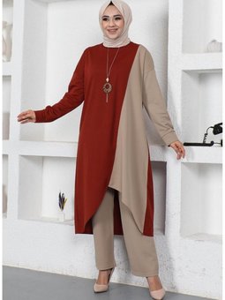 İki Renkli Uzun İkili Takım 2046 04 Kiremit