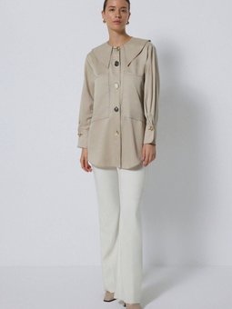 Kontrast Dikişli Geniş Cepli Gömlek