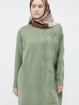 Baklava Desen Triko Tunik Mint