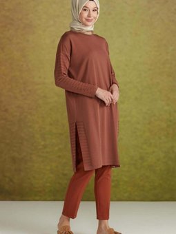 Bel Lastikli Havuç Pantolon Taba