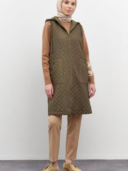 Cepli İnce Kapitone Yelek Haki