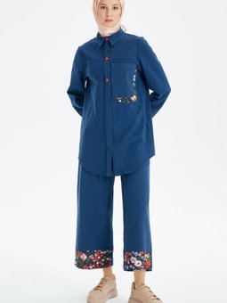 Gabardin Double Paça Pantolon Lacivert