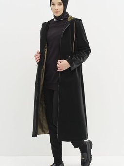 Garnili Bel Lastikli Yağmurluk Siyah