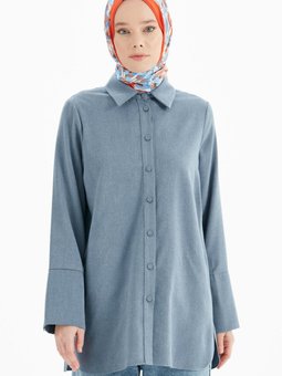 Kalın Manşetli Gömlek İndigo