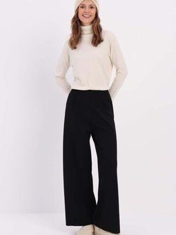 Siyah Bol Paça Triko Pantolon