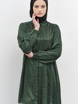 Taş Yapıştırmalı Jakar Tunik Yeşil