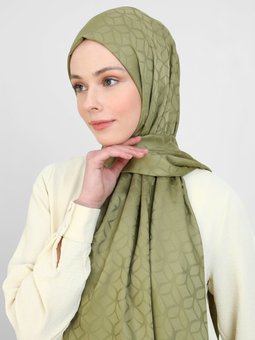 Diamond Yaprak Desen Yağ Yeşili Şal