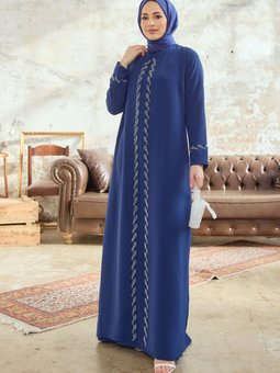 Lara Büyük Beden Abiye Elbise İndigo