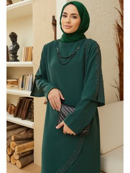 Zümrüt Yeşili Hürrem Büyük Beden Abiye Elbise