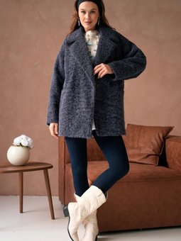 Lacivert Astarlı Yün Blazer Ceket