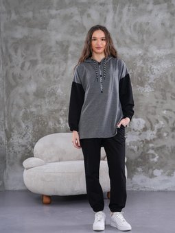 Gri Yarım Fermuar Spor İkili Takım