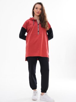 Kiremit Yarım Fermuar Spor İkili Takım