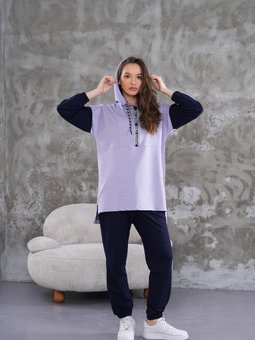 Lila Yarım Fermuar Spor İkili Takım