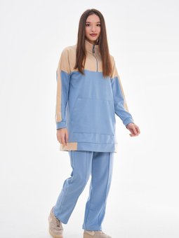 Mavi Renk Desenli Spor İkili Takım