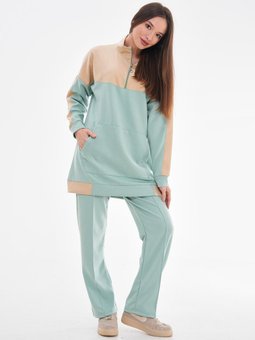 Mint Renk Desenli Spor İkili Takım