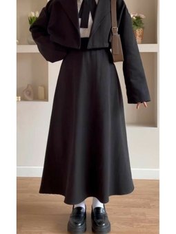 Kadın Scuba Kloş Siyah Tesettür Etek