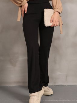 Siyah Yüksek Bel İspanyol Paça Scuba Pantolon