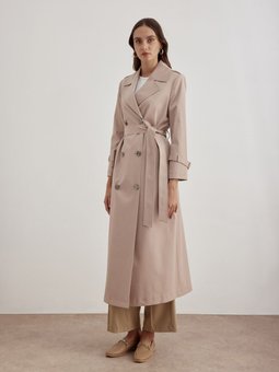 7648111 İşleme Detaylı Kruvaze Kapama Trençkot