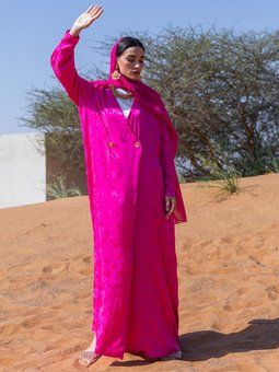 Fuşya Viscose Bloom Abaya
