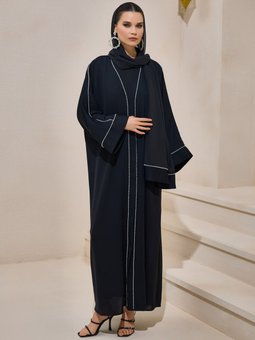 Siyah Pearl Lıne Abaya Set