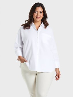 Büyük Beden Poplin Beyaz Gömlek
