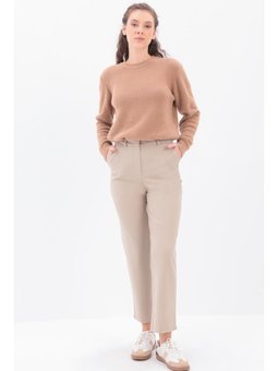 Paçası Yırtmaçlı Havuç Pantolon Bej