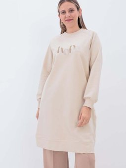 Taş Yandan Garni Yırtmaçlı Sweat Tunik