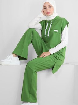 Zincir Detaylı Yanı Yırtmaçlı İkili Eşofman Takım 43553