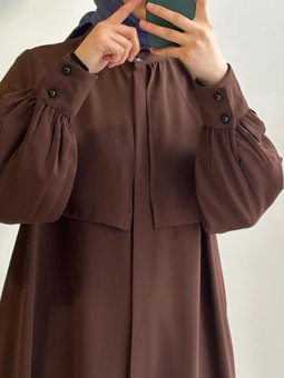 Rüzgarlıklı Ferace Açık Kahve