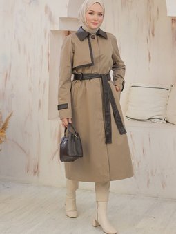 Düğmeli Kemerli Trençkot 24kt707