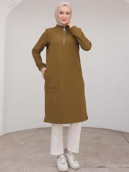 Armine Trend Kolları Ribanalı Yarım Fermuarlı Tunik