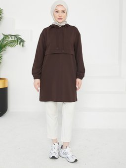 Tunik Fitilli Kumaş Kapüşonlu 2024/2025 Sonbahar Kış Yeni Sezon Dsb454 Modaayka