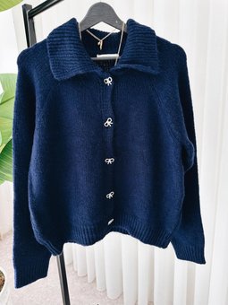 Kurdelalı Premium Yumoş Hırka Mavi