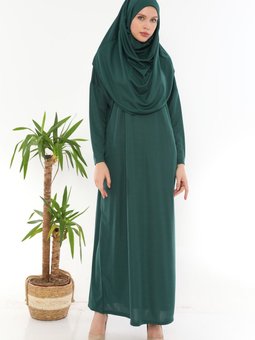 Boydan Giyimli Pratik Namaz Elbisesi Zümrüt Yeşili Yeşili.