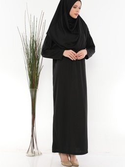 Tek Parça Boydan Giyimli Namaz Elbisesi Siyah.
