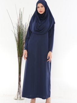 Tek Parça Boydan Giymeli Namaz Elbisesi Lacivert