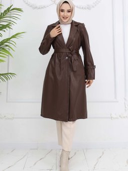 Deri Trençkot Kahverengi 4953