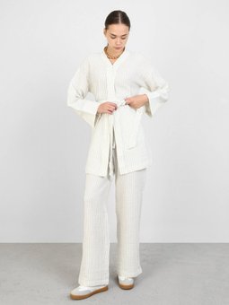 Pamuklu Gri Çizgili Takım