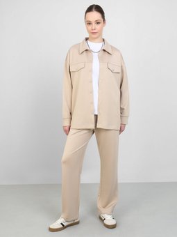 Yumuşak Dokulu Cepli Çıtçıtlı Açık Vizon Takım